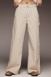 Denimist Teri Wide Leg Carpenter Pants Brown Railroad Stripe In Beige