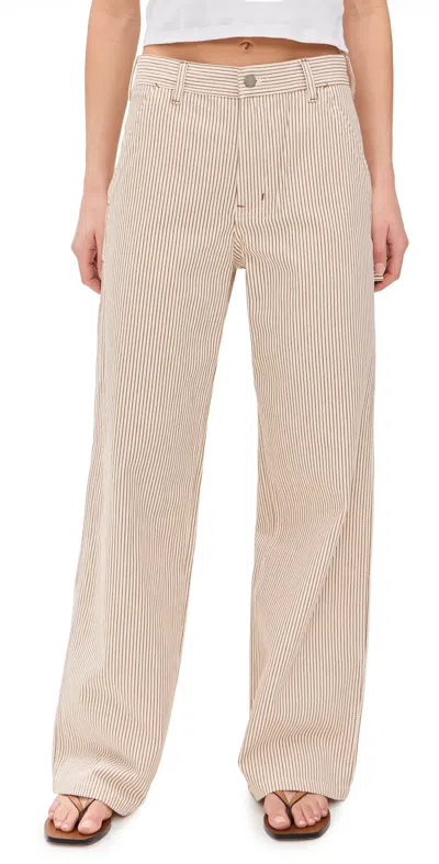 Denimist Teri Wide Leg Carpenter Pants Brown Railroad Stripe