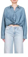 Denimist Twisted Front Shirt In Dark Somerset In Blue