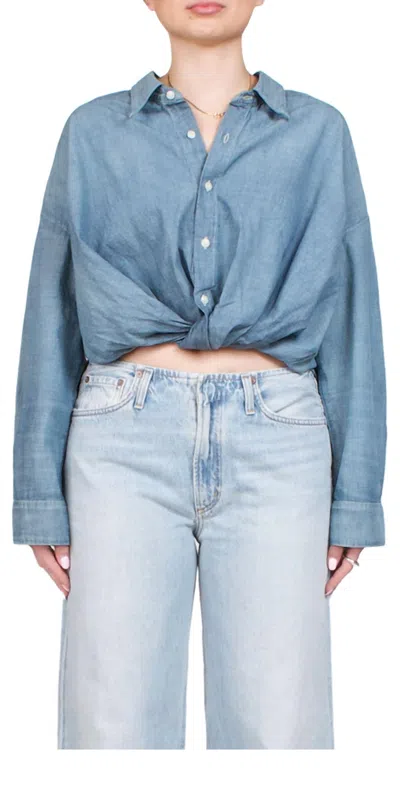 Denimist Twisted Front Shirt In Dark Somerset In Blue