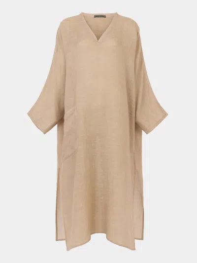 Denis Colomb Cashmere And Linen Tunic Dress Size: L In Sand