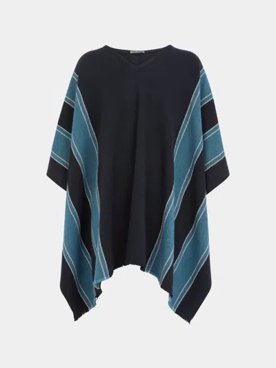 Denis Colomb Cashmere Asymmetric Poncho One Size In Blue