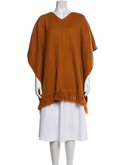 Pre-owned Denis Colomb Cashmere Printed Shawl In Orange