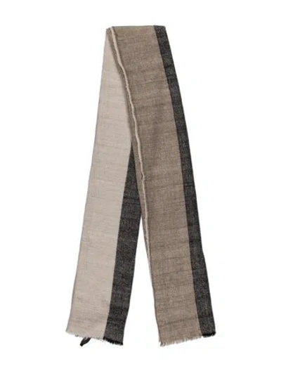 Pre-owned Denis Colomb Cashmere Striped Shawl In Neutrals