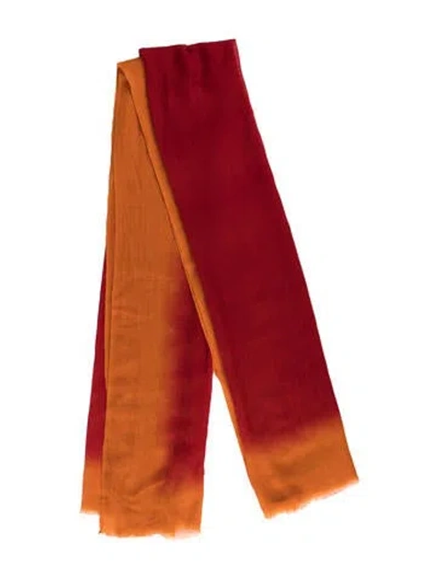Pre-owned Denis Colomb Cashmere Tie-dye Print Scarf In Orange/red