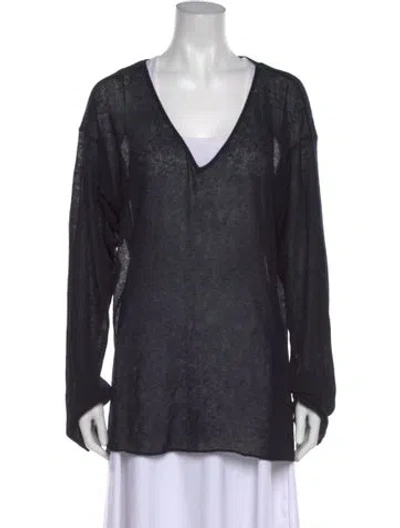 Pre-owned Denis Colomb Cashmere V-neck Sweater In Blue