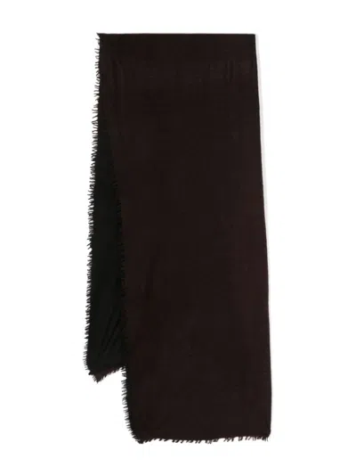 Denis Colomb Frayed Brim Cashmere Scarf In Brown
