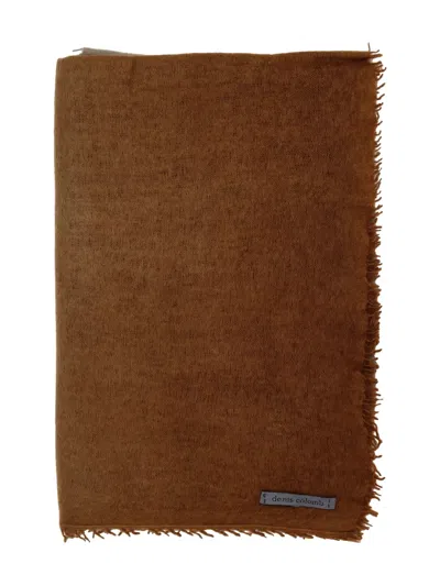Denis Colomb Frayed-edge Scarf In Brown