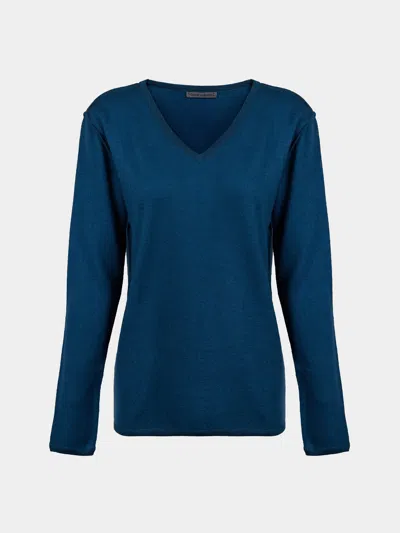 Denis Colomb Fuzzy Brushed Cashmere V-neck Sweater Size: S