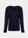 Denis Colomb Fuzzy Brushed Cashmere V-neck Sweater Size: S