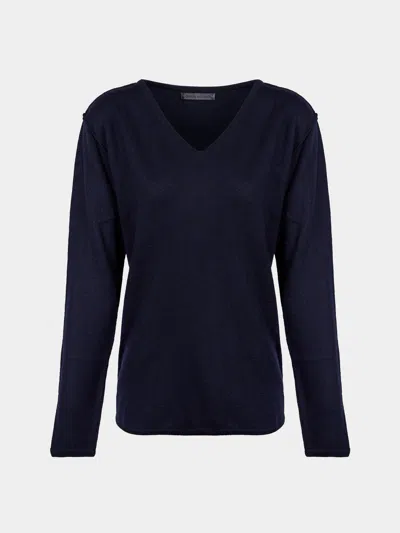 Denis Colomb Fuzzy Brushed Cashmere V-neck Sweater Size: S