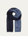 Denis Colomb Fuzzy Feture Two-tone Cashmere Scarf In Dark Mountain Gray  Moonless Night