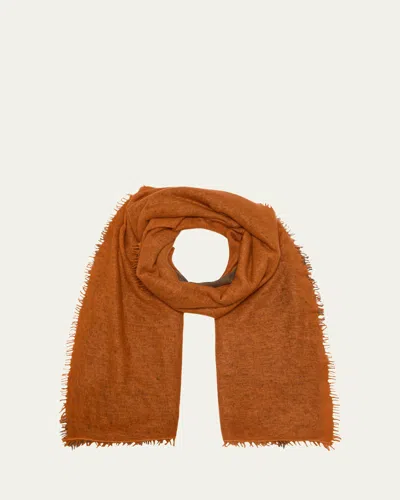 Denis Colomb Fuzzy Feture Two-tone Cashmere Scarf In Shitake Tibet Orange