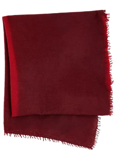 Denis Colomb Fuzzy Feutre Colour-blocked Cashmere Scarf In Burgundy