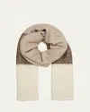Denis Colomb Hokkaido Color-block Shawl In White/grey/natural Brown