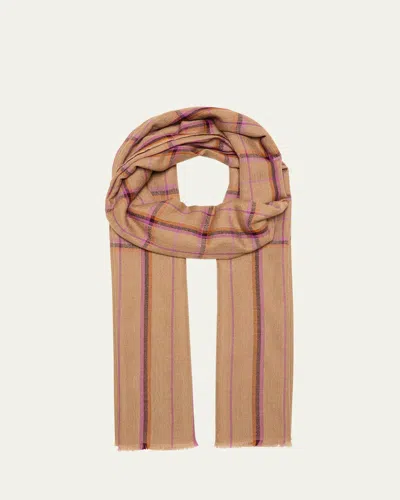 Denis Colomb Kita Plaid Cashmere Shawl In Redpat