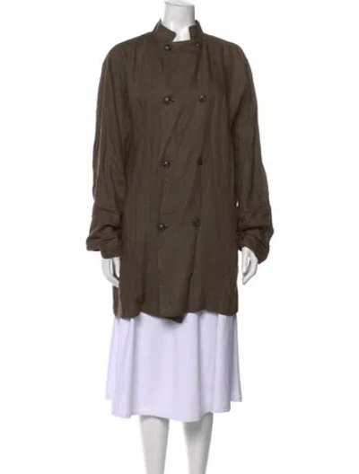 Pre-owned Denis Colomb Linen Long Sleeve Top In Brown