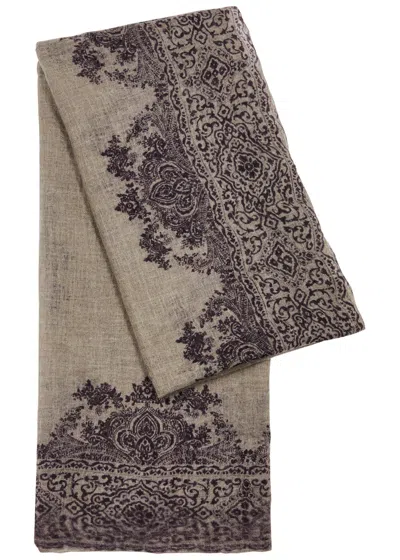 Denis Colomb Mughal Fuzzy Feutre Cashmere Scarf In Neutral