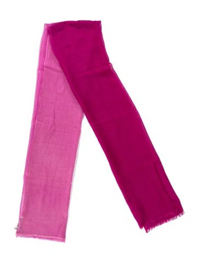 Pre-owned Denis Colomb Silk Colorblock Pattern Scarf In Purple