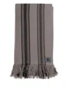Denis Colomb Striped Fringed Tibet Blanket In Gray