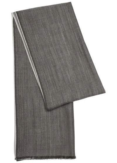 Denis Colomb Summer Kiri Striped Cashmere Scarf In Gray