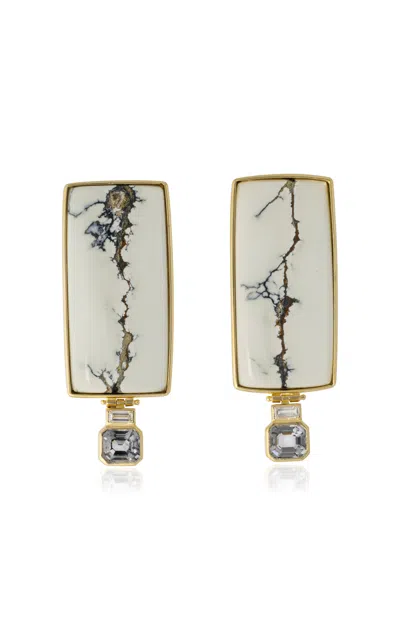 Denise Cassou 18k Yellow Gold Byways Earrings In White