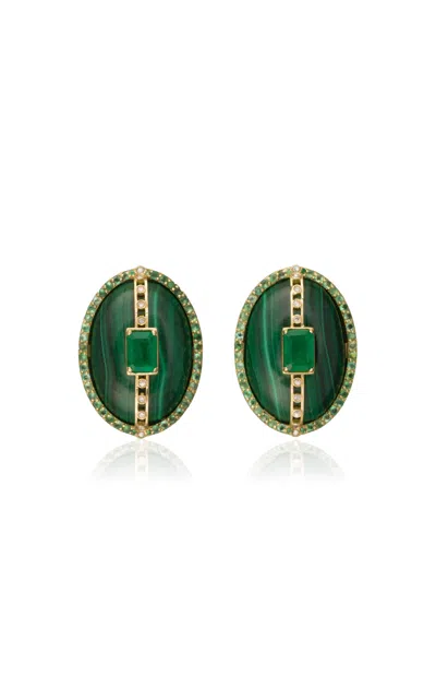 Denise Cassou 18k Yellow Gold Osiris Earrings In Green