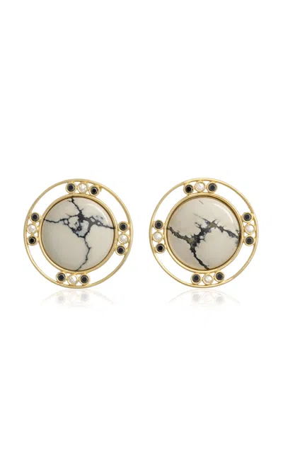 Denise Cassou 18k Yellow Gold Shortcut Earrings In White