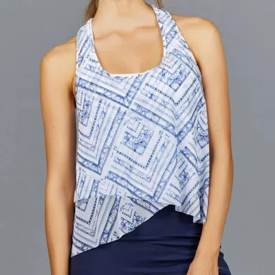 Denise Cronwall Navia Layer Top In Print In White