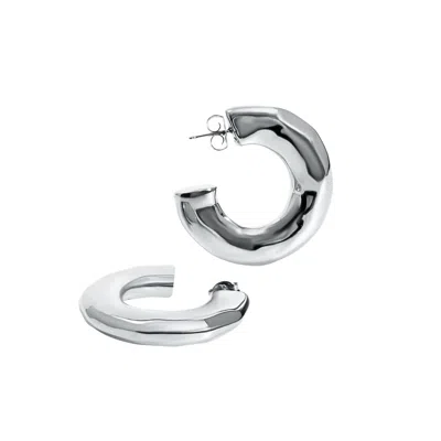 Denise Pacini Women's Emma Silver Hammered Statement Open Hoops