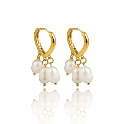 Denise Pacini Women's Gold Fresh Water Triple Pearl Dangle Drop Earrings