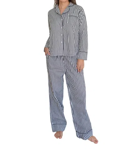 Denise Rae Zee Zee Long Sleeve Set Pajama In Black White Stripe
