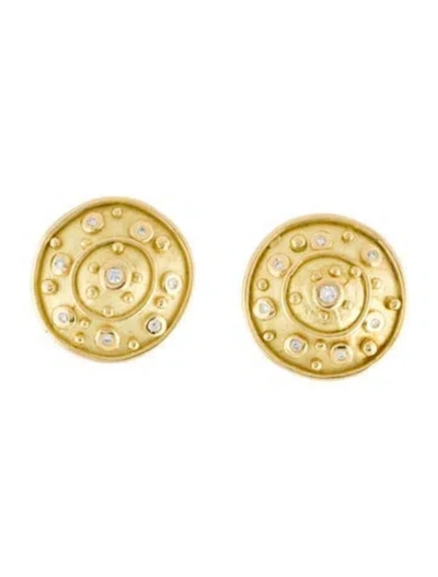 Pre-owned Denise Roberge 18k Diamond Medallion Clip-on Earrings In Multicolor