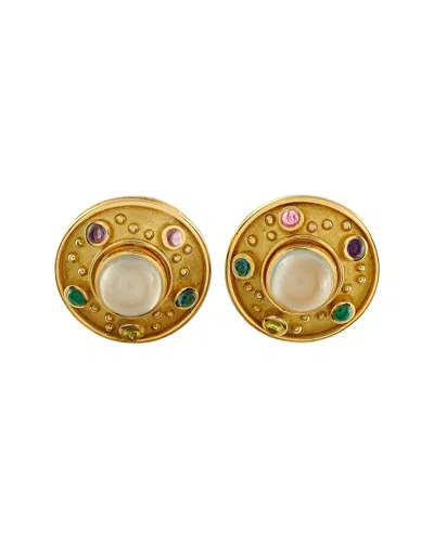 Pre-owned Denise Roberge 18k Moonstone And Multiple Gem Stones Earring (authentic Pre-loved)