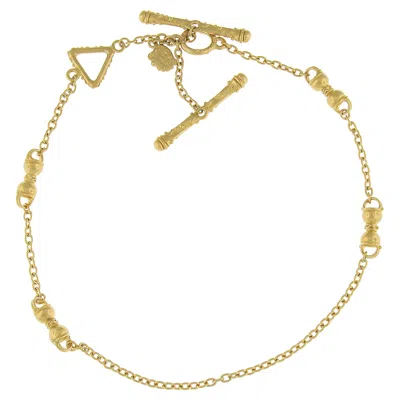 Pre-owned Denise Roberge 22k Yellow Gold Station & Cable Link 19" Necklace W/ Toggle Clasp