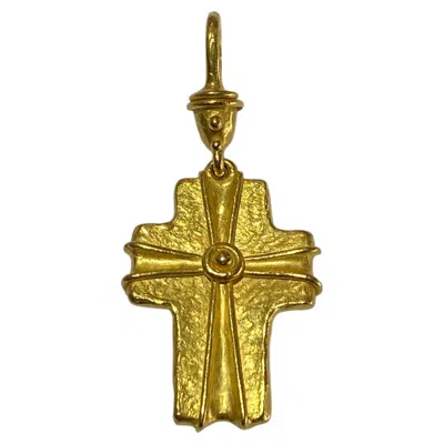 Pre-owned Denise Roberge Cross Handmade 22k Yellow Gold Charm Pendant