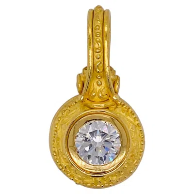 Pre-owned Denise Roberge Diamond Etruscan Revival Handmade 22k Yellow Gold Charm Pendant