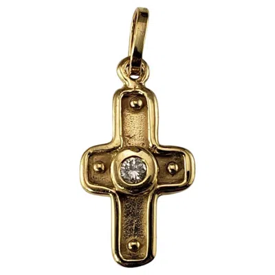Pre-owned Denise Roberge Modified 18k Yellow Gold And Diamond Cross Pendant #22474