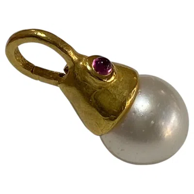 Pre-owned Denise Roberge Pearl Pink Tourmaline Handmade 22k Yellow Gold Charm Pendant