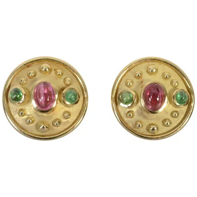 Pre-owned Denise Roberge Pink And Green Tourmaline Earrings