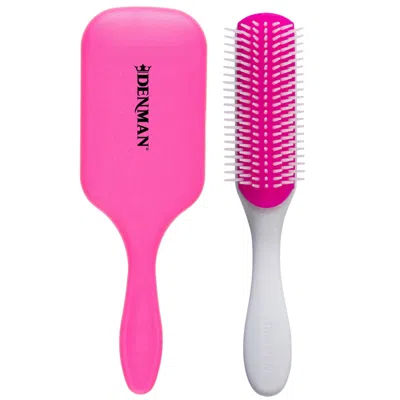 Denman Discovery Duo Bundle - Pink In White