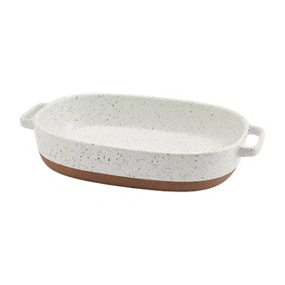 Denmark Speckled Stoneware 2.4-qt. Oval Baker In White