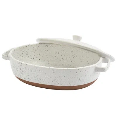 Denmark Tools For Cooks 3.2 Quart Stoneware Oval White Casserole With Lid