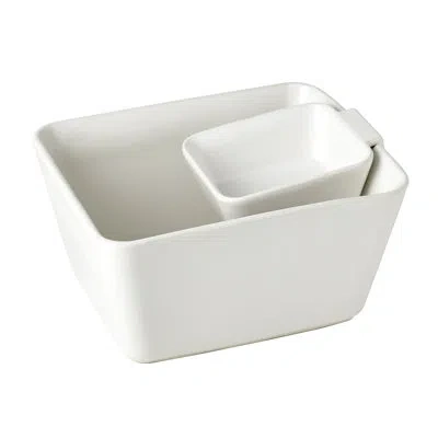 Denmark Tools For Cooks Rectangular Ceramic Chip And Dip Set In White