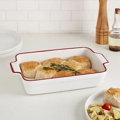 Denmark Tools For Cooks Stoneware Rectangle Baker Rim Bistro In Red