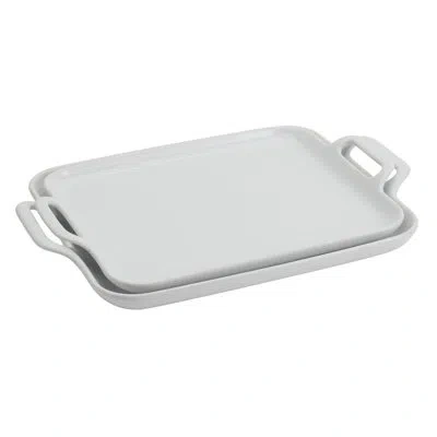 Denmark Tools For Cooks White 2-piece Rectangular Stoneware Serving Tray/platter Set