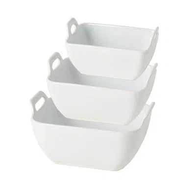 Denmark Tools For Cooks White 3-piece Rectangular Stoneware Serving Bowl Set