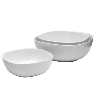 Denmark White Serveware 3 Piece Porcelain Serving Bowl Set