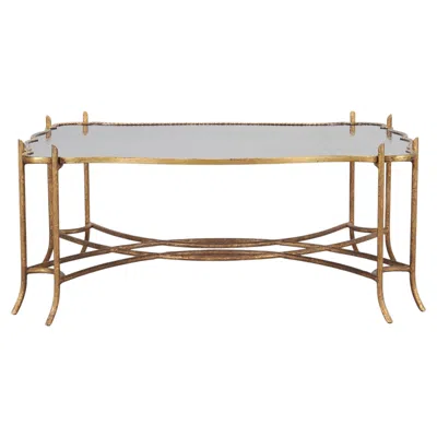 Pre-owned Dennis & Leen Chinoiserie Iron Gilt Tray Cocktail Table In Sand
