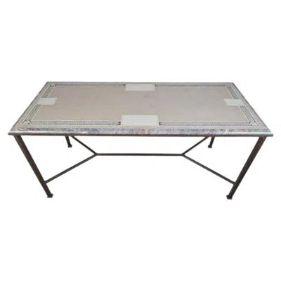 Pre-owned Dennis & Leen Formations Italian Wrought Iron & Scagliola Marble Table In Gray